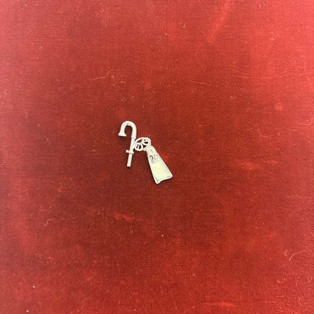 Scuba Snorkel & Fin Dangle Charm 925 Sterling Silver